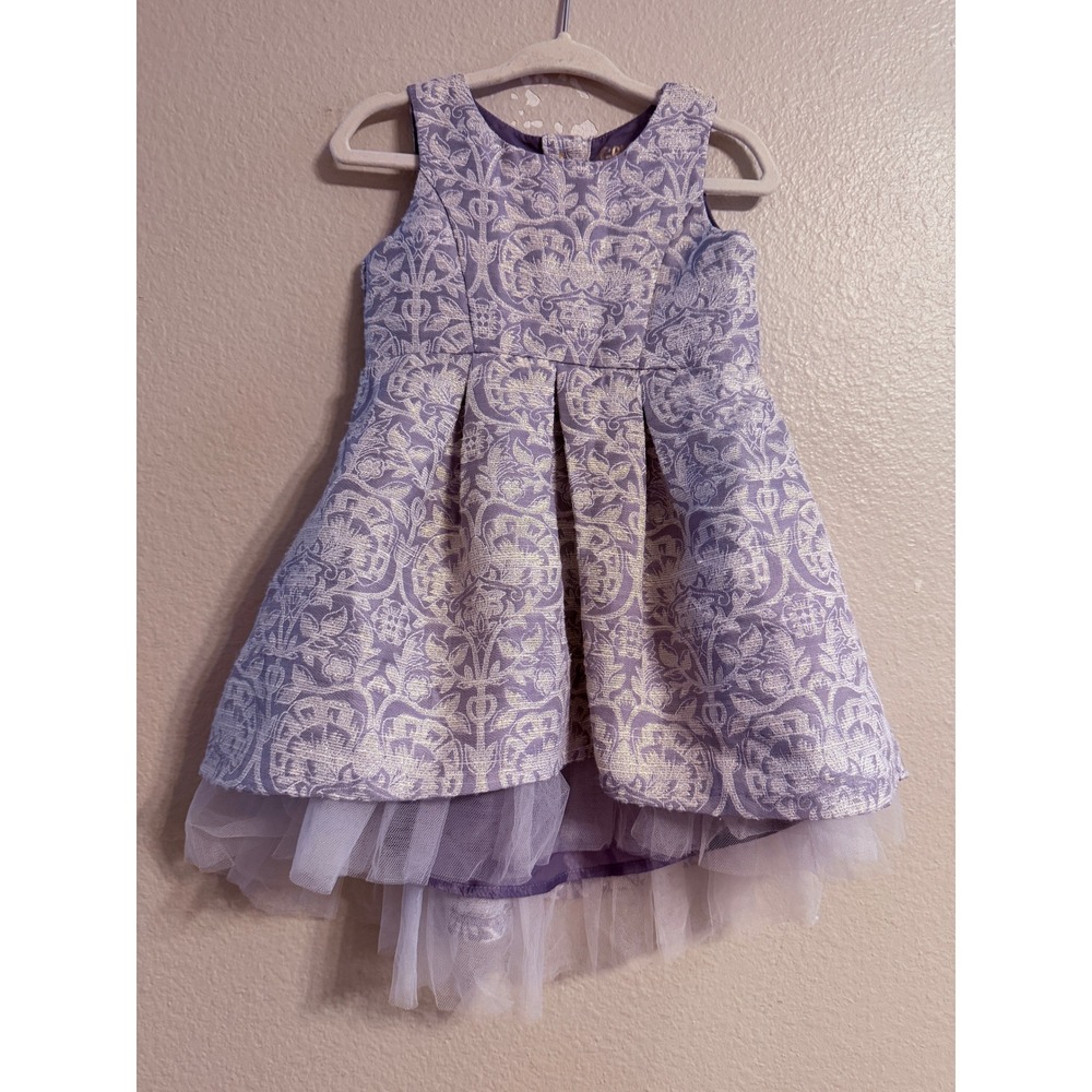 Genuine Kids OshKosh Baby Girl Lavender Gold Brocade Tulle High Low Dress 12M